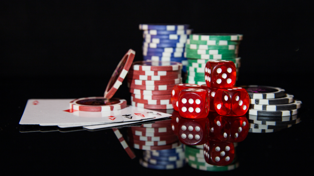 Casino chips, dice and cards 