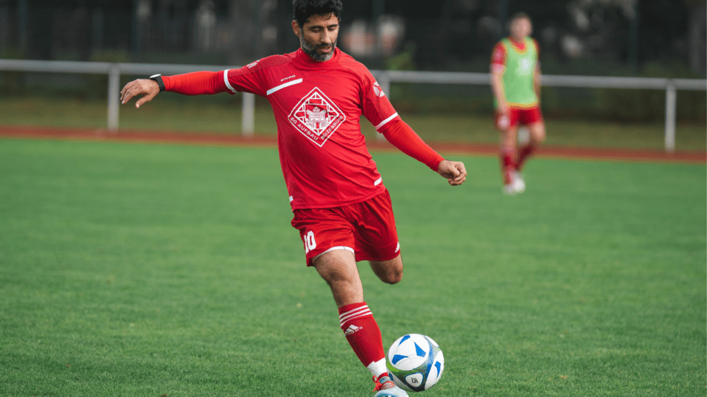 playing soccer